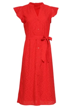 Broderie-Doorknoopjurk-met-Flutter-Mouwen-Red-4.webp